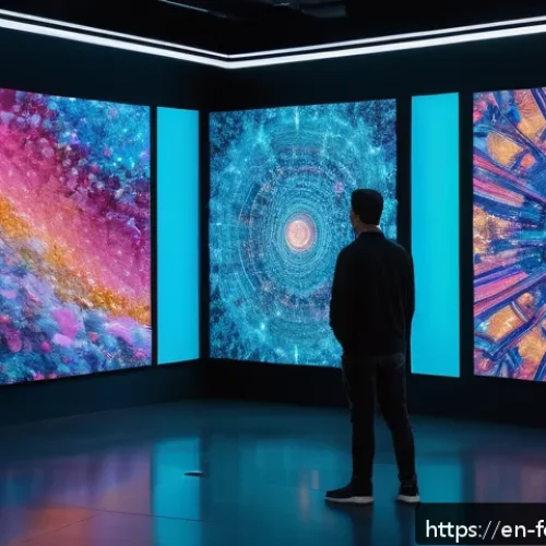 Home 17 크리에이티브 AI와 감성 창작 - A futuristic digital artist’s studio blending human creativity and AI technology: a diverse group of...